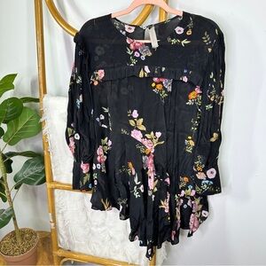 Preen Line Black Floral Asymmetrical Top sz L